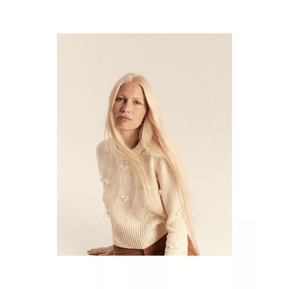 Madewell Sweaters - Madewell Dotted Bobble Pullover Sweater in Antique Cream, S